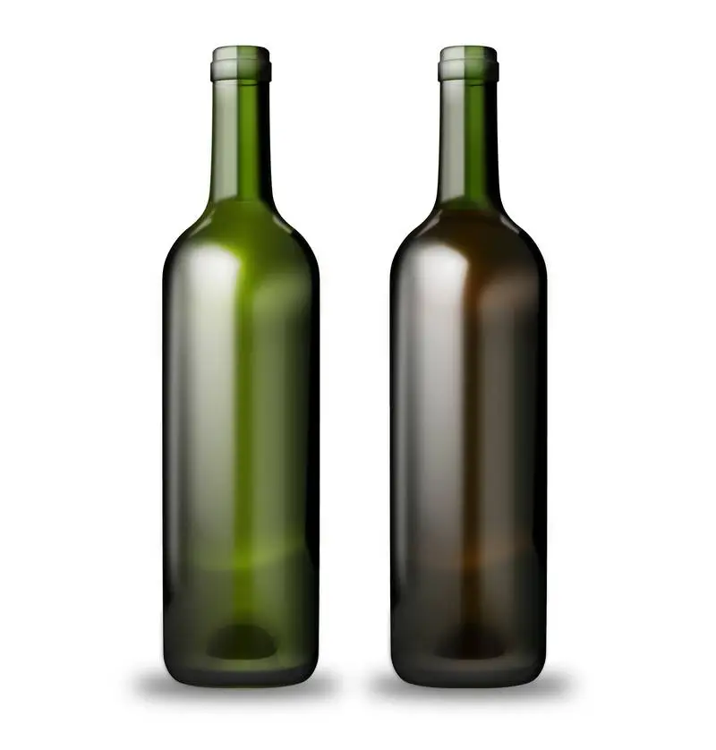 Pack of Empty Bottles of Red and White Wine on a White Background