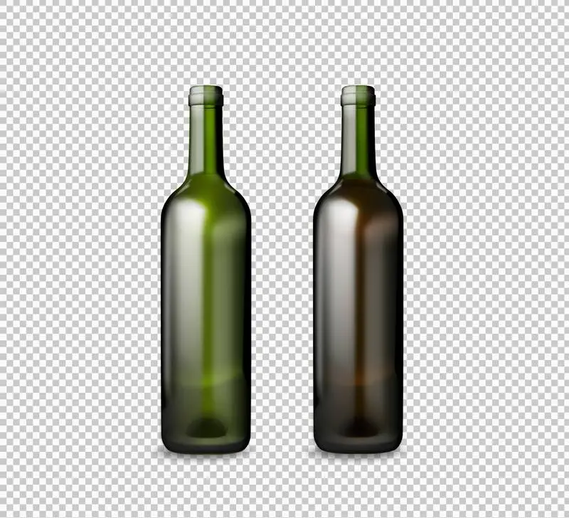 Pack of Empty Bottles of Red and White Wine on a Transparent Background
