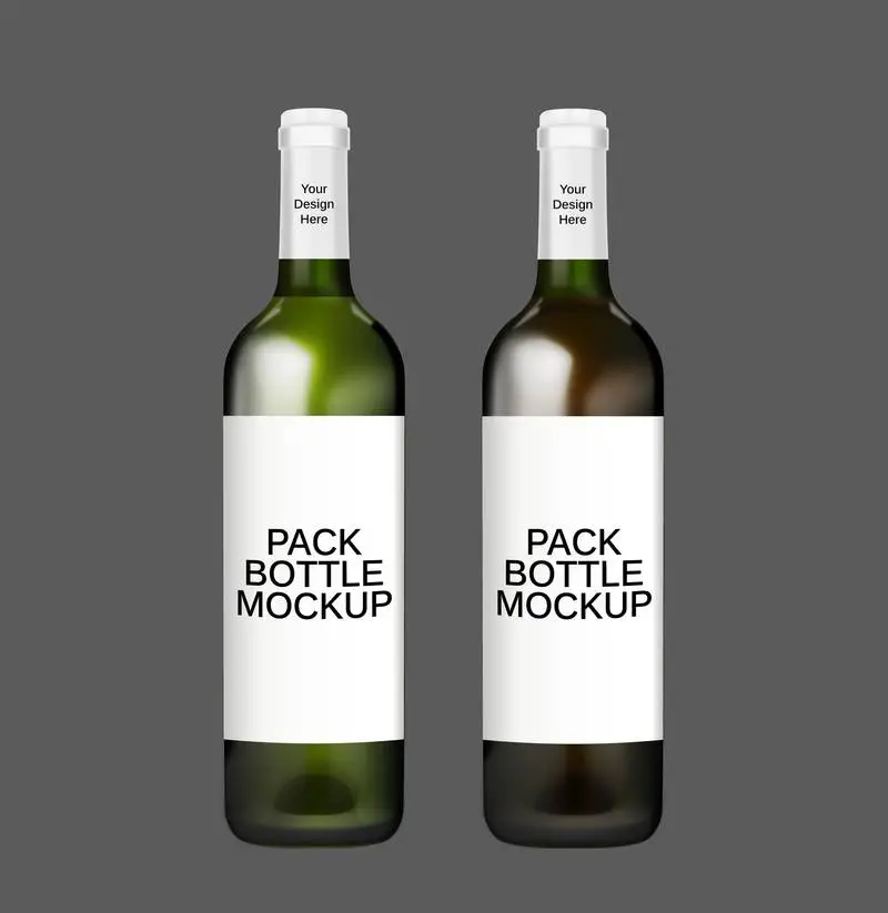 Mockup of a Bottle Pack with White Labels on a Dark Background