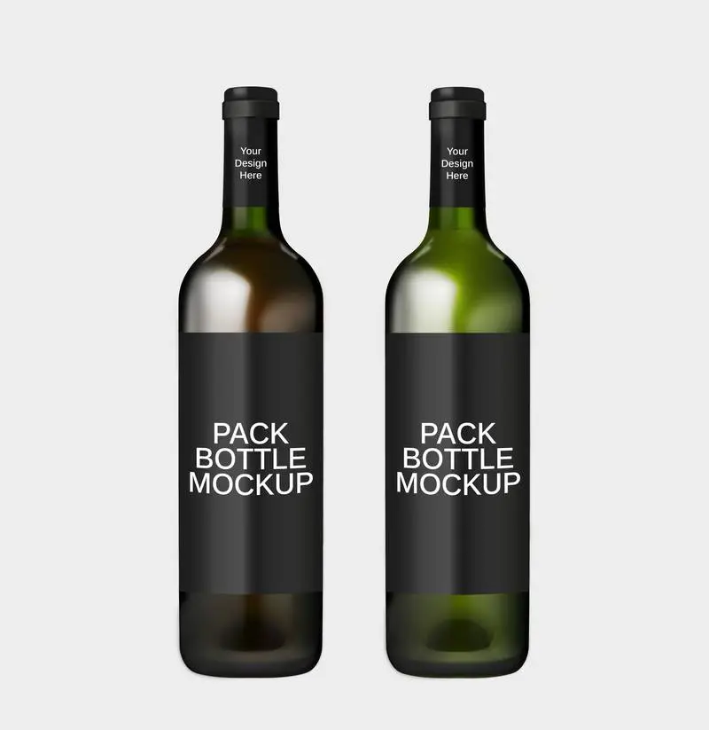 Mockup of a Bottle Pack with Black Labels on a Dark Background