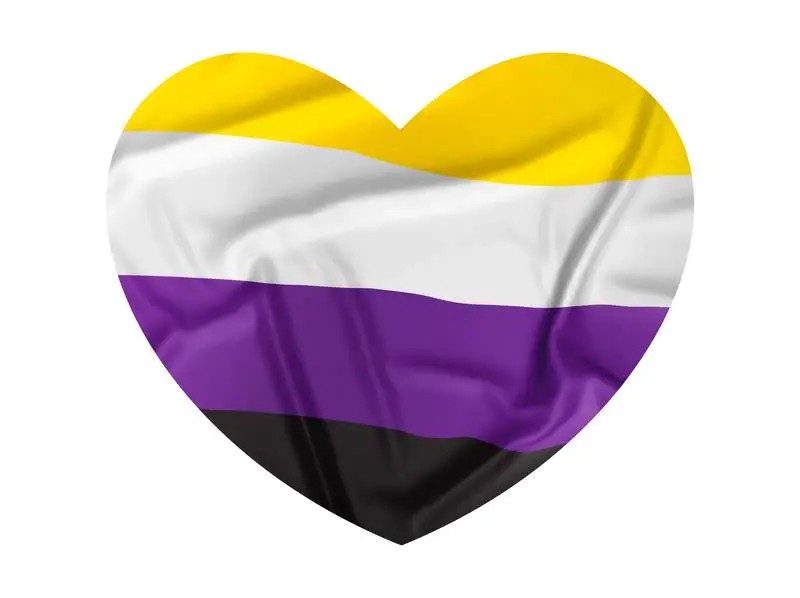Heart Shape with Non-Binary Flag on White Background