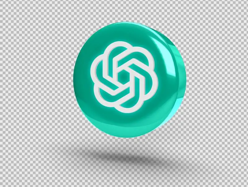 Green Round Icon with ChatGPT Logo on Transparent Background