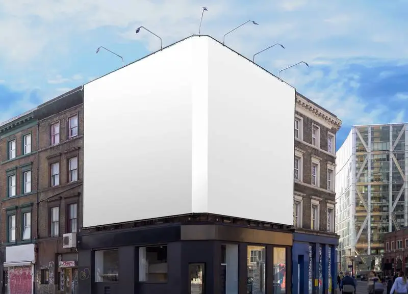 White Canvas Banner for Advertisement on Building in Modern City
