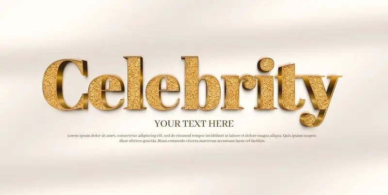 Text Banner for Celebrity with Golden Word and Glitter