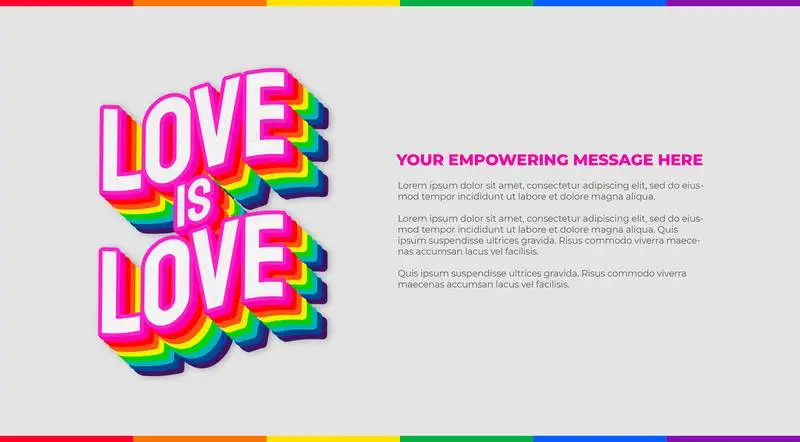 Banner with Love Text for Empowering Message with LGBTQI Flag