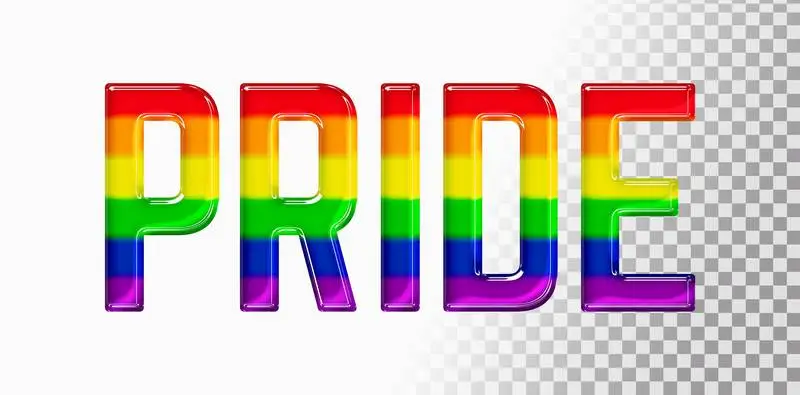 Banner of Rainbow with the Word Pride on Transparent Background