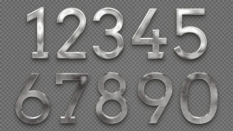 Metallic Style Numbers Set