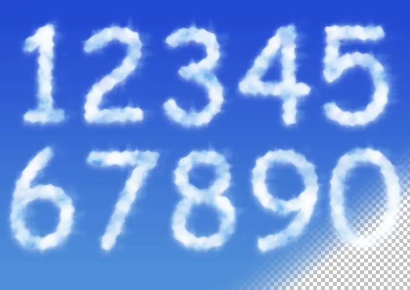 Cloud Style Numbers Set