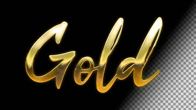 Realistic Gold Text with Texture on Transparent Background