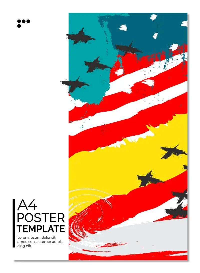 A4 Grunge Colourful Poster on White Background