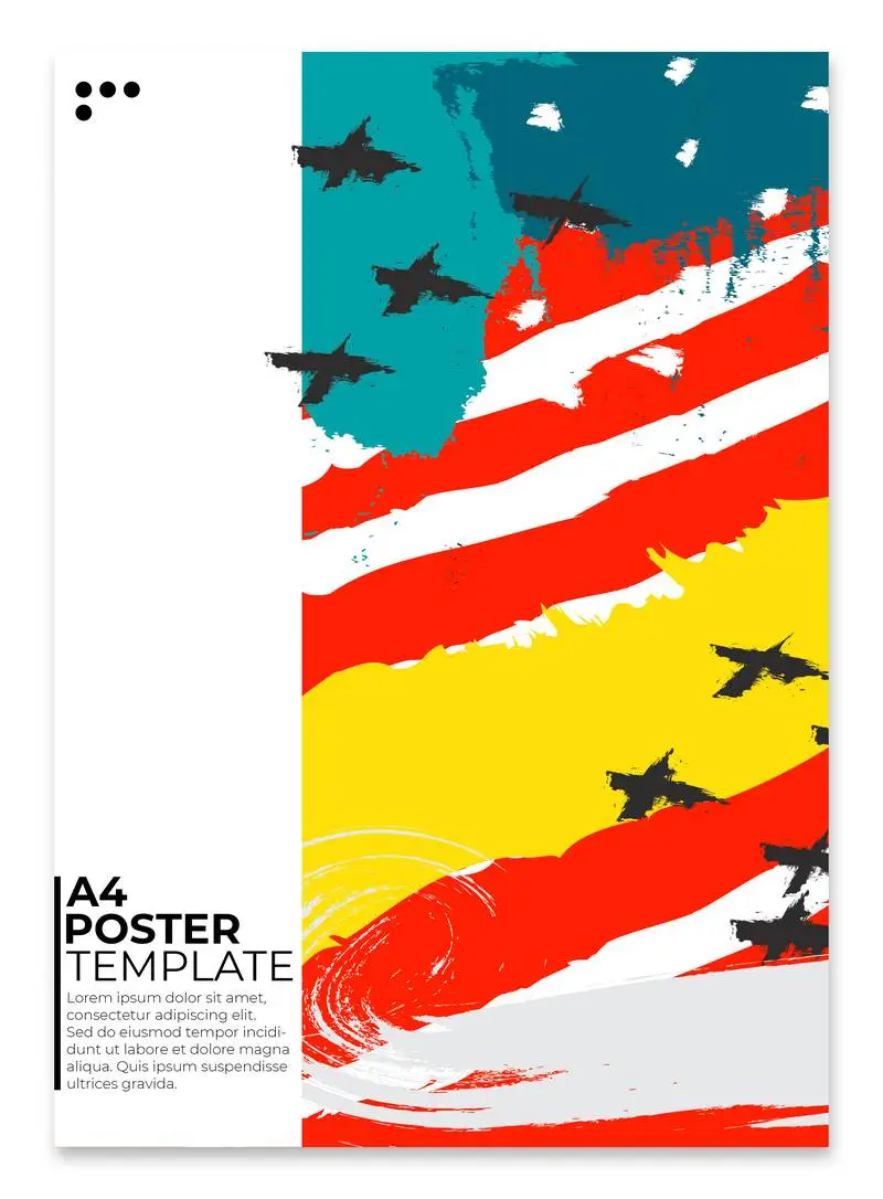 Poster A4 Grunge Colourful on White Background