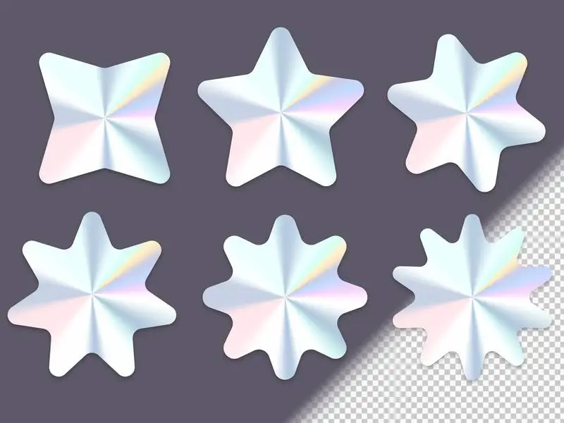 Pack of Holographic Star-Shape Labels