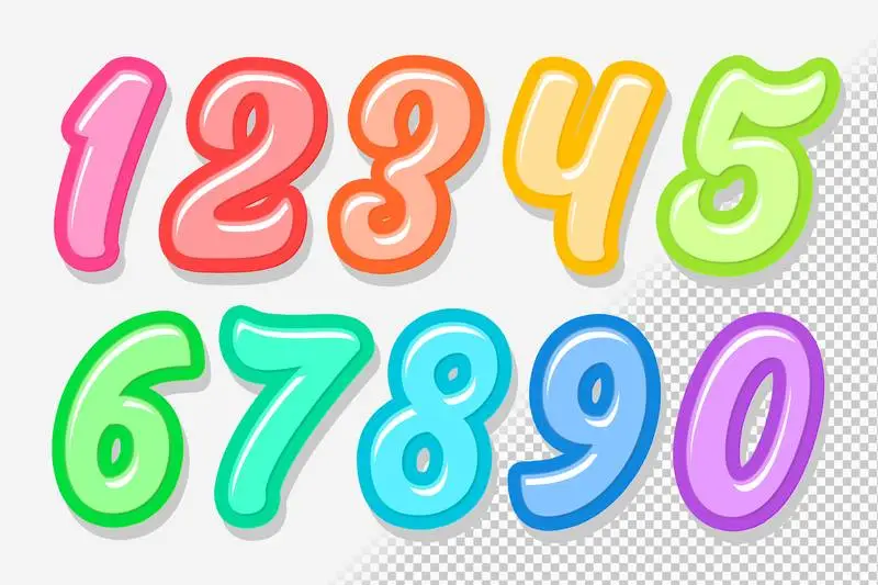 Set of Colourful Comic-Style Numbers