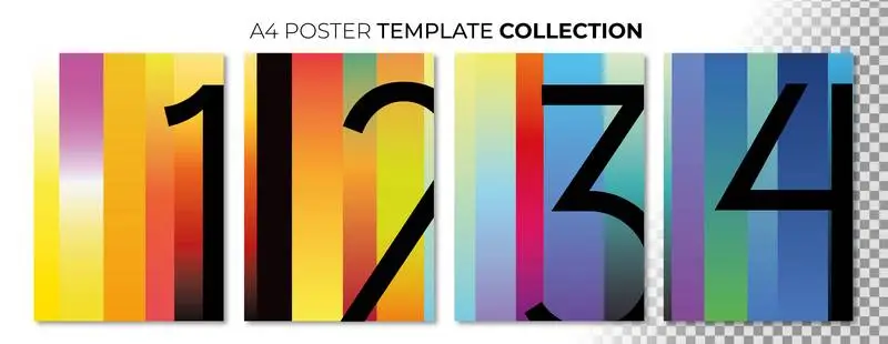 Poster Collection with Gradients on a Transparent Background
