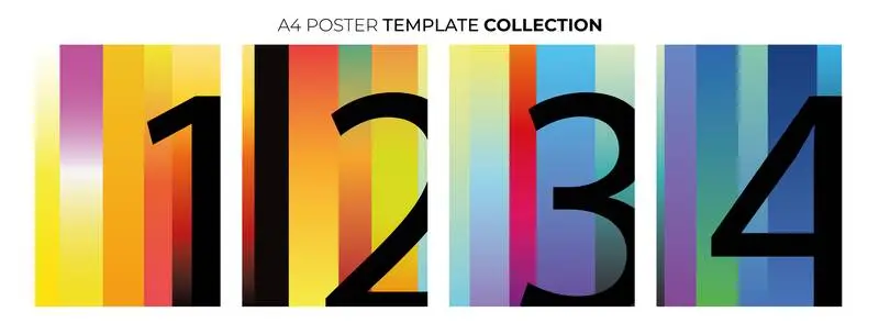 Collection of Posters with Gradients on a White Background