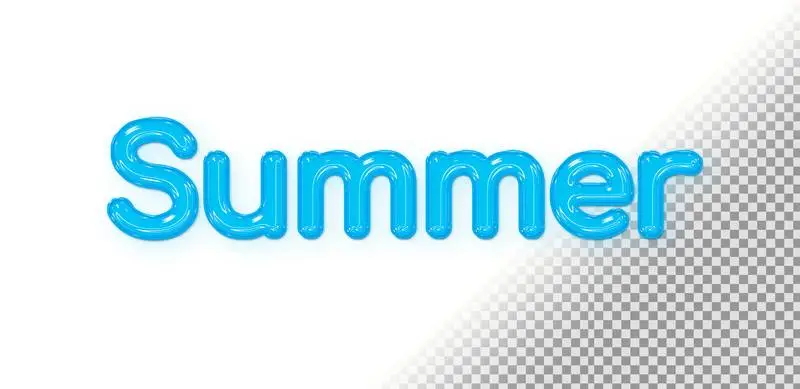 Banner with Inflatable Summer Text on Transparent Background