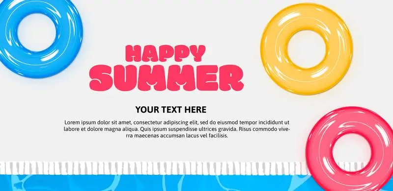 Colourful Banner with Floats over Swimming Pool for Summer
