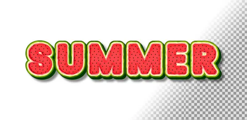 Banner with Watermelon Text on Transparent Background