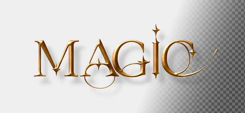 Banner with Golden Magic Text on Transparent Background