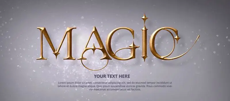 Golden Magic Banner with Golden Text on Colourful Background