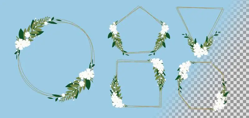 Collection of Elegant Wedding Rings with Flowers on a Transparent Background