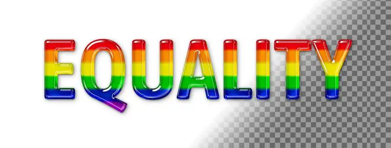 Banner with the Word Igualdad with Bright Rainbow on Transparent Background