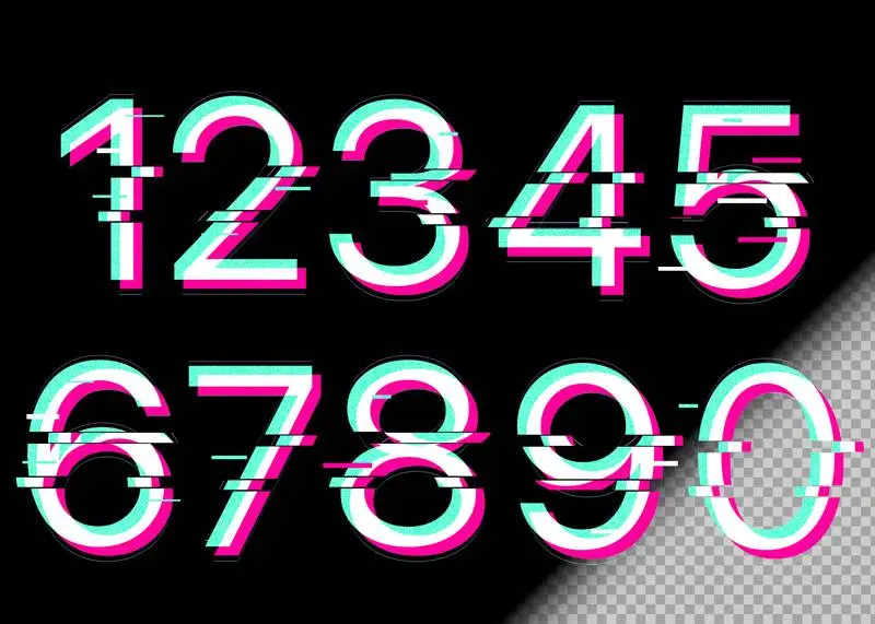 Set of Glitch Style Numbers