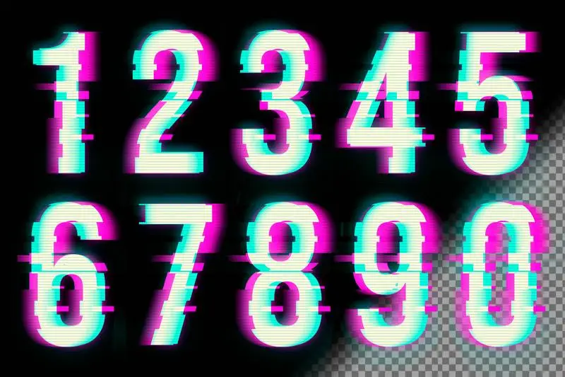 Collection of Glitch Style Numbers