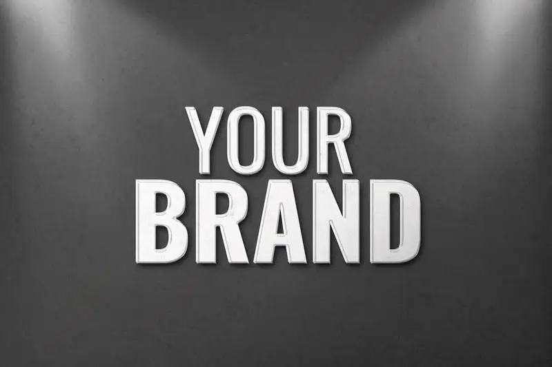 Glowing 3D Text Effect on Dark Background with Lights