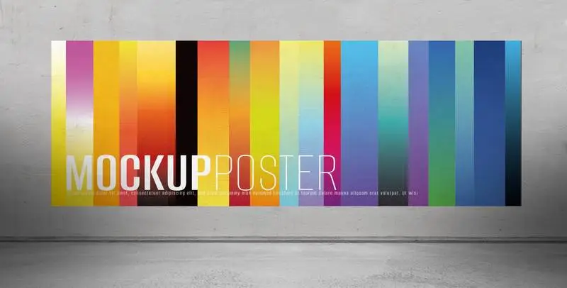 Mockup of a Long Poster on Textured Wall in Grey Room