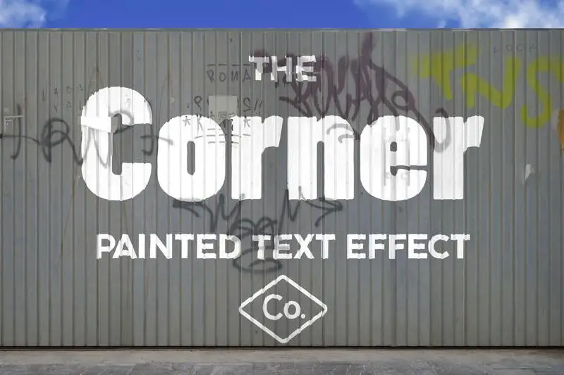 Text Effect Painting on Metal Fence in Blue Sky Street