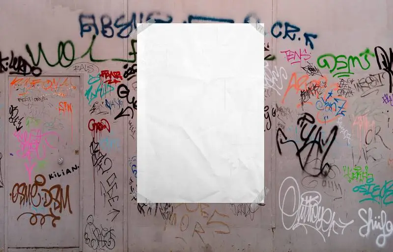 Photo of a Blank Poster Pasted on a Metallic Fence