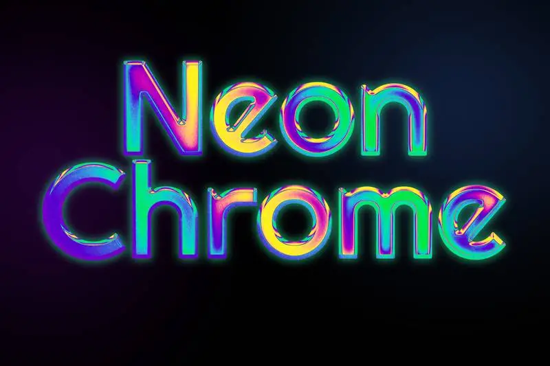 Editable Neon Chrome Text Effect
