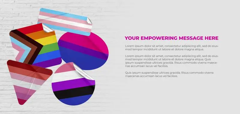 LGTBIQ Pride Banner with Flag Stickers for Empowering Text