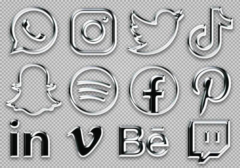 Collection of Chrome-Style Social Media Icons