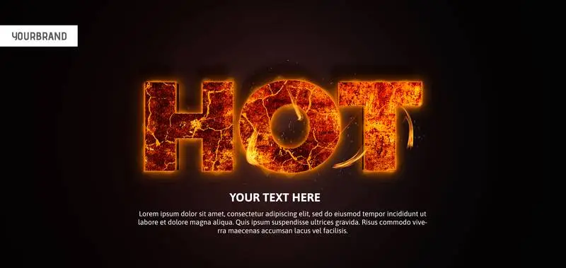 Banner with Hot Text Burning on a Dark Background