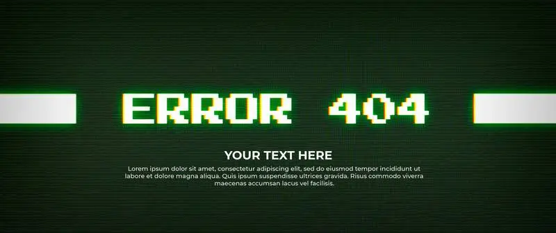 Banner with 404 Error Text with Digital Effect