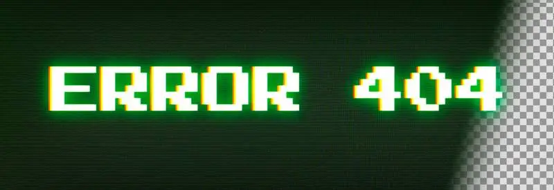 Banner with 404 Error Text with Digital Effect on Transparent Background