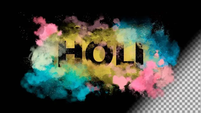 Banner for Holi with Coloured Powder on a Transparent Background