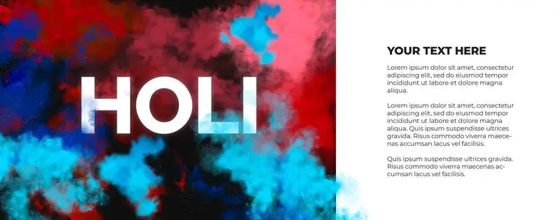 Holi Banner with Coloured Powder on a Transparent Text Background