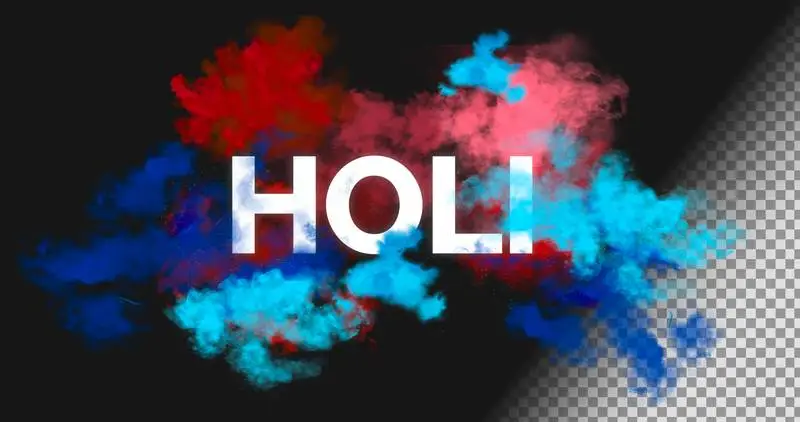 Banner for Holi with Coloured Dust on a Transparent Background