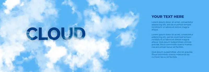 Banner with Clouds and Text on Blue Background
