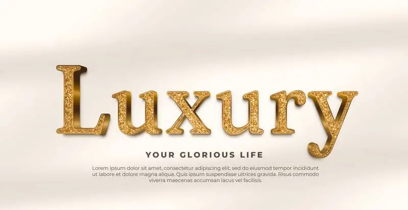Banner with Golden Word Luxury on a Shadowed Background