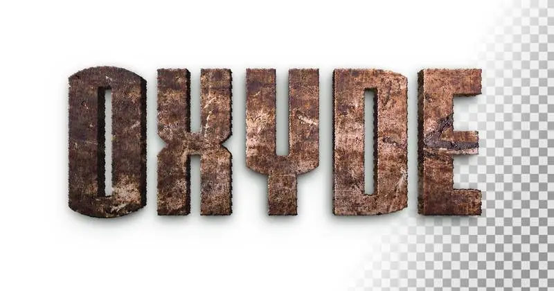 Metallic Oxide Word on Transparent Background