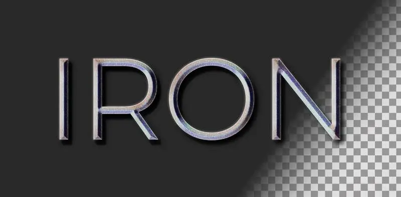 Banner with Iron Metallic Text on a Transparent Background
