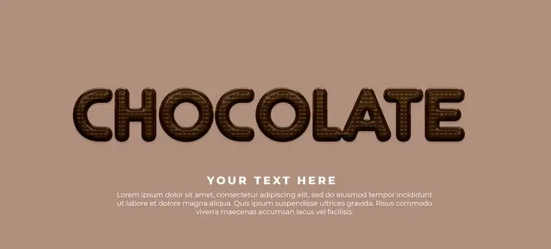 Banner with Realistic Text Chocolate with Text on a Dark Background