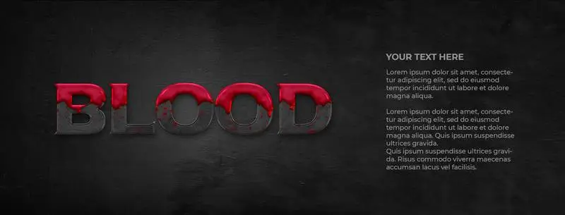 Banner with Bloody Text on a Dark Background