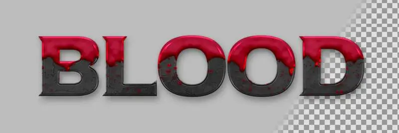Banner with Bloody Text on a Transparent Background