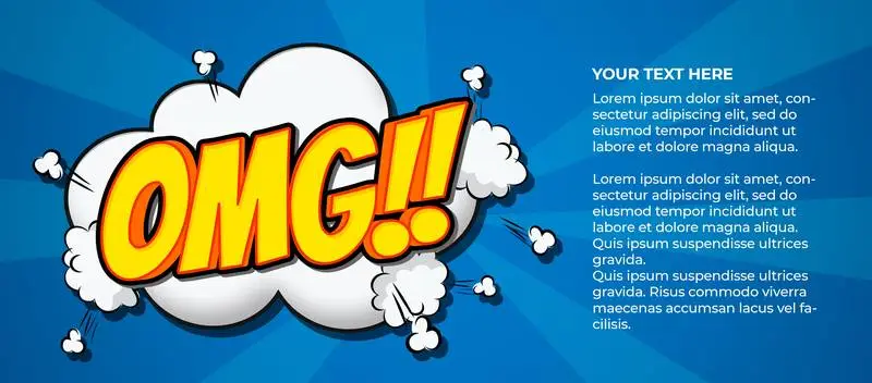 Colourful Cartoon Banner with OMG Symbol on Flat Background