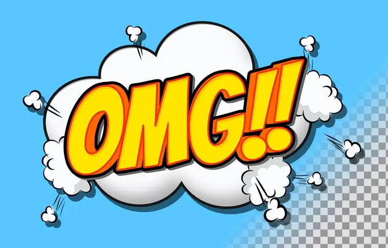 Banner Colourful Cartoon with OMG Symbol on Transparent Background